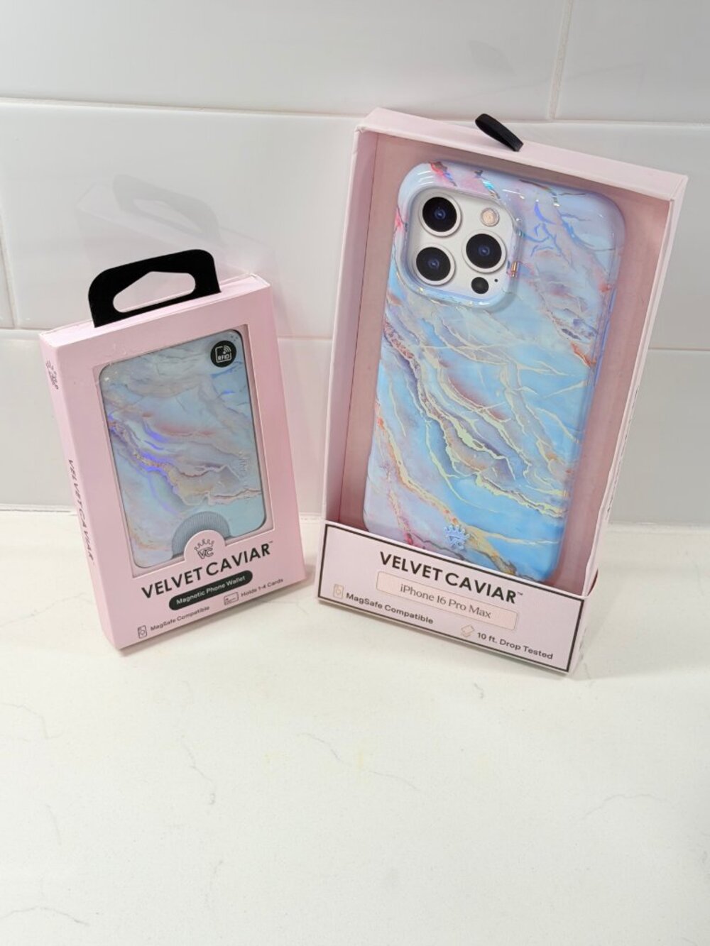 Velvet Caviar Holo Moonstone iPhone 16 Pro Max Case Wallet Bundle